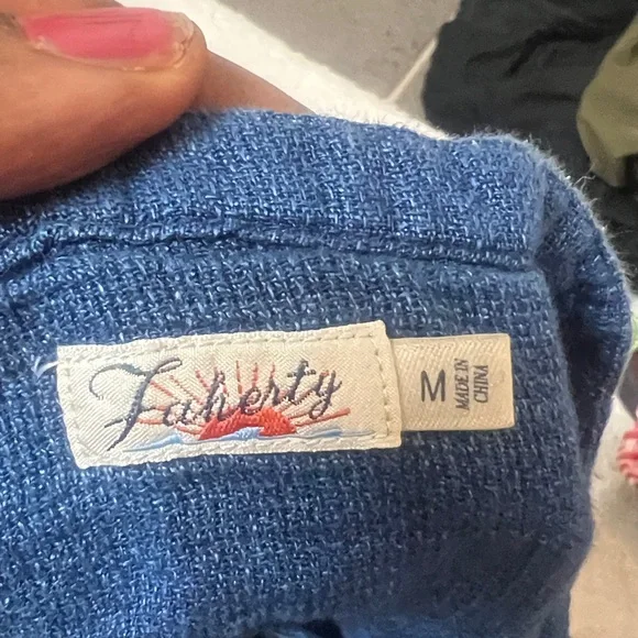 Faherty women’s linen Isha Basketweave Sleeveless Indigo Button-Front Dress Sz M - Picture 5 of 9